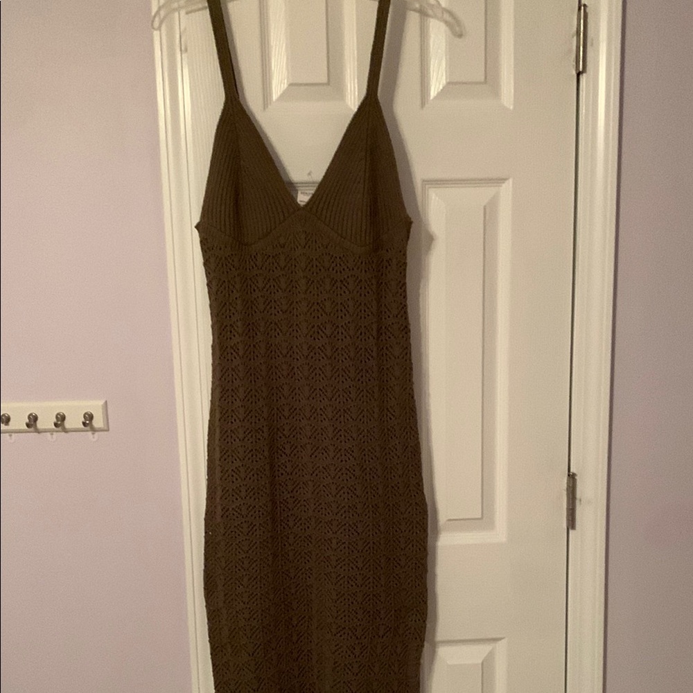 Chic Green Ribbed Dress